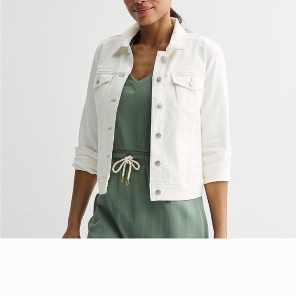 Sonoma Off-White Denim Jacket with Button-Front - Size XL